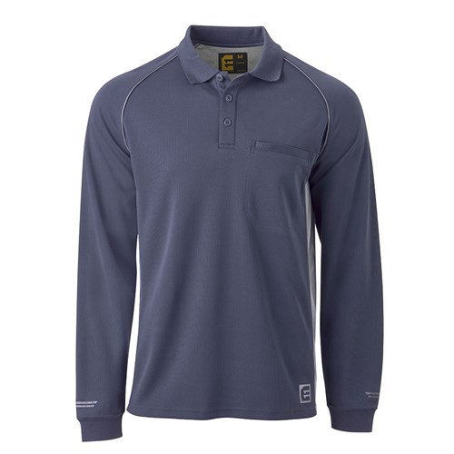 AEROCHILL Raglan L/S Polo -Mid Charcoal/Silver