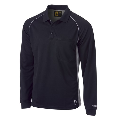AEROCHILL Raglan L/S Polo - Black/Silver
