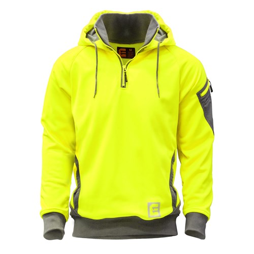Yellow hi vis 1/4 zip hoodie