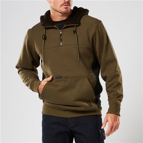¼ Zip Contrast Panel Fleece Hoodie