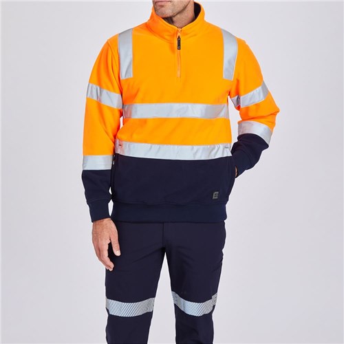 Fleece QtrZip HTape Pullover Orange Front