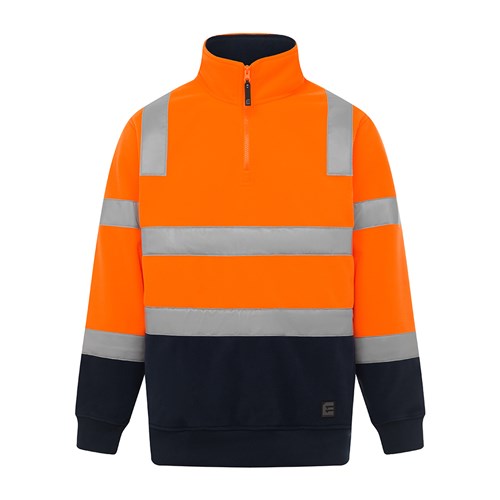 ELEVEN Fleece QtrZip HTape Pullover - Orange Navy