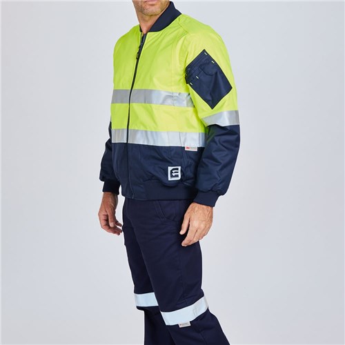 ELEVEN Workwear Hi-Vis Spliced 3M™ 'Hoop' Taped Bomber Jacket - Lifestyle zipper pocket