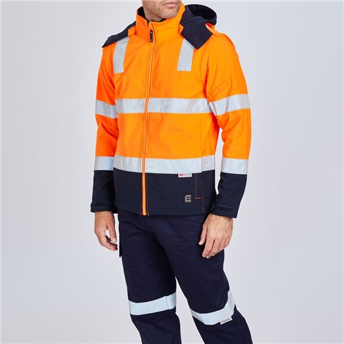 ELEVEN Workwear Hi-Vis Water Resistant 'Hoop' Taped Detachable Hood and Sleeve Jacket - Lifestyle