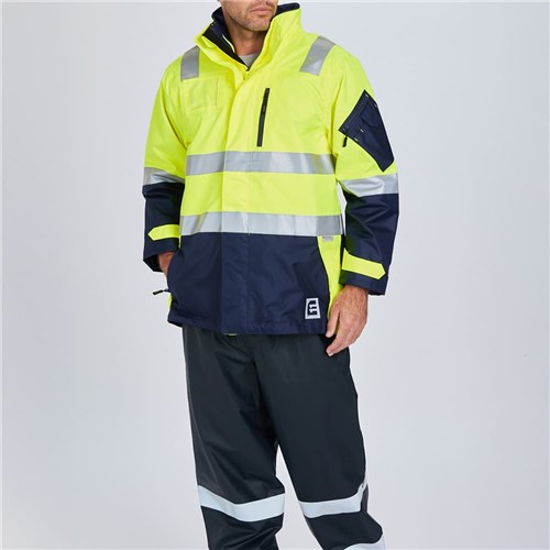 Orange Hi Vis taped waterproof jacket - Yellow Front