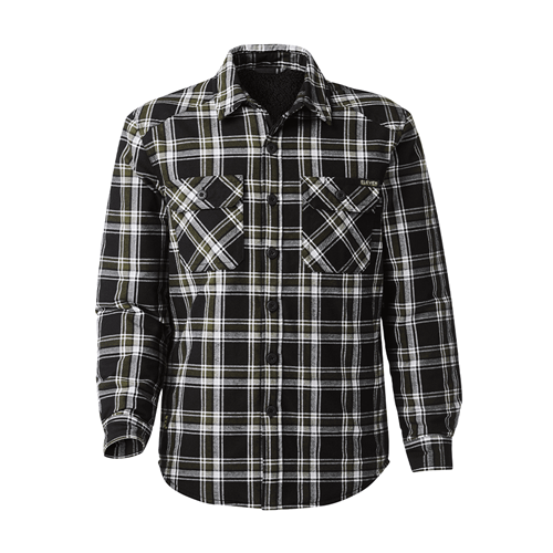 Men's flannel shacket with Sherpa lined back yoke facing