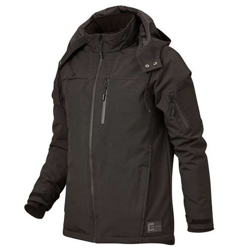 Black Water Resistant Jacket with Detachable Hood