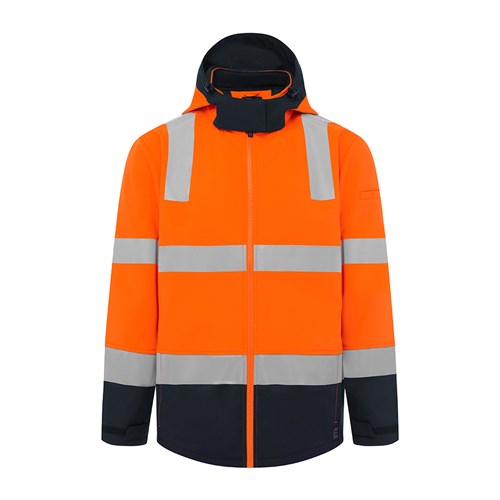 ELEVEN Workwear Recycled Softshell HTape Jacket - Orange Navy