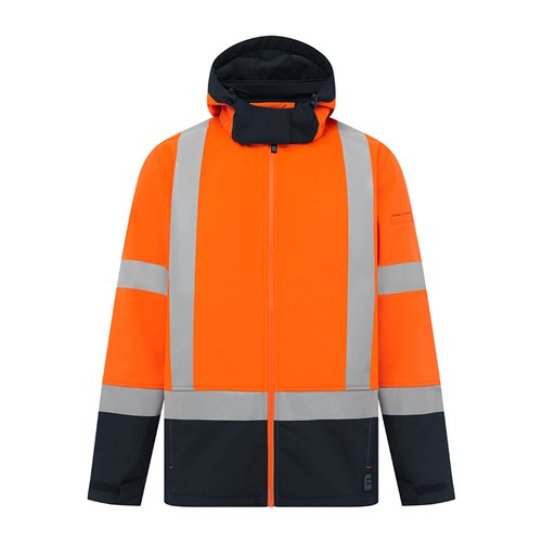 ELEVEN Workwear Recycled Softshell XTape Jacket - Orange/Navy