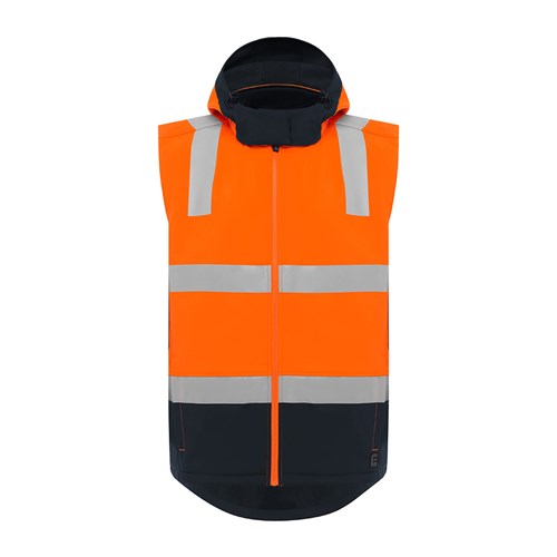 ELEVEN Workwear Recycled Softshell HTaped Vest - Orange Navy
