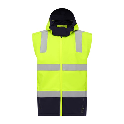 ELEVEN Workwear Recycled Softshell HTaped Vest - Yellow Navy