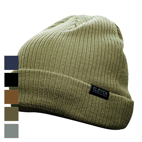ELEVEN Workwear Knitted Beanie - Dirty Olive