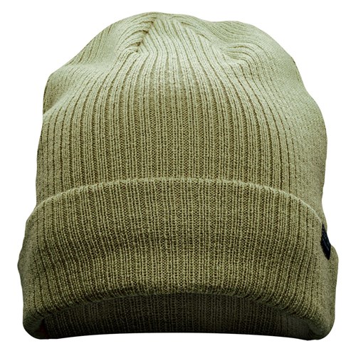 Knitted and ribbed acrylic beanie with foldover