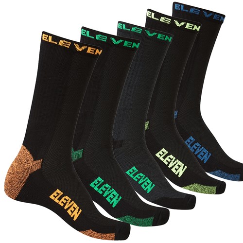 ELEVEN Workwear Crew Bamboo Work Socks - 5 Packs