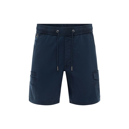 Elastic Waist Cargo Work Shorts - Navy Blue