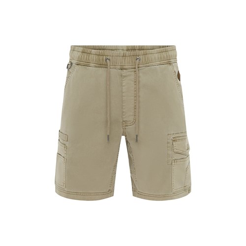 Elastic Waist Cargo Work Shorts - Tan