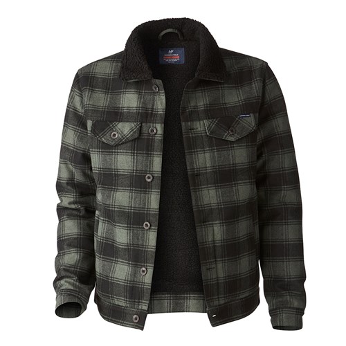 Plaid jacket with sherpa lining