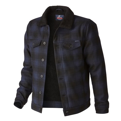 Yarn Dye Jacket with Sherpa Lining - Navy Check