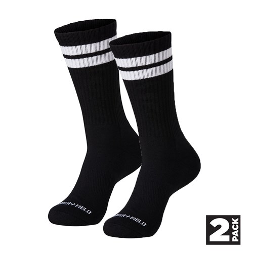 Hammer + Field® Crew Stripe Socks - 2 Packs (Black)
