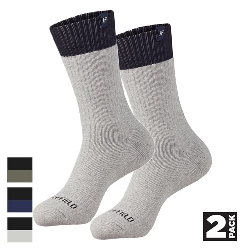 Hammer + Field® Two Tone Crew Rib Socks - 2 Packs (Grey Marle)