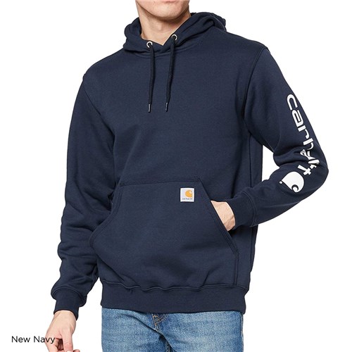 Carhartt Midweight Sleeve Logo Hooded Sweatshirt - New Navy