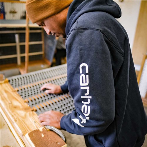 Loose Fit Midweight Logo Sleeve Graphic Hoodie