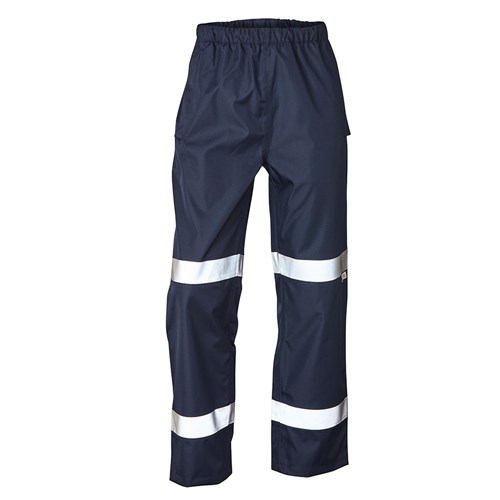 Navy Blue Elastic waist hi vis waterproof pants