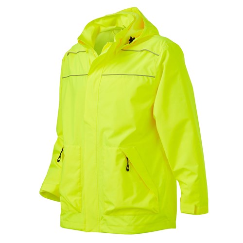 Hi vis rain jacket with Detachable hood
