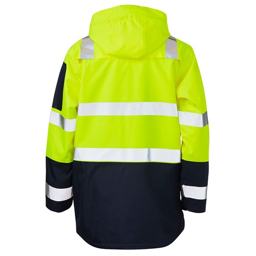 Yellow hi vis jacket with hood