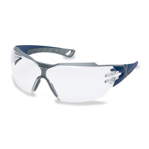 uvex Pheos CX2 Safety Glasses - Blue/Grey Frame Clear Lens