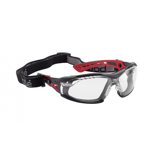 Bolle Safety Rush Plus Seal Safety Glasses - Black Red Frame Clear Lens