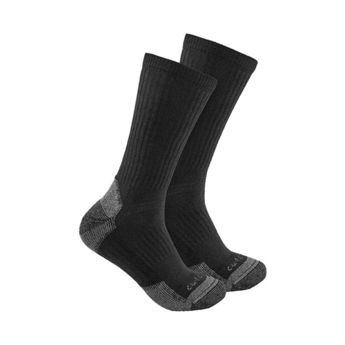 Carhartt Midweight Cotton Blend Crew Work Socks - 3 Packs (Black)