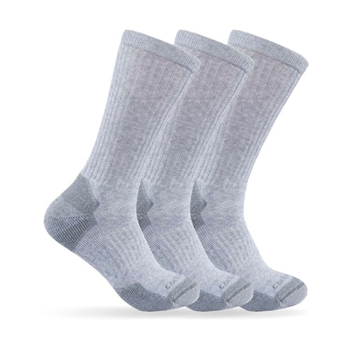 Carhartt Midweight Cotton Blend Crew Work Socks - 3 Packs (Grey)