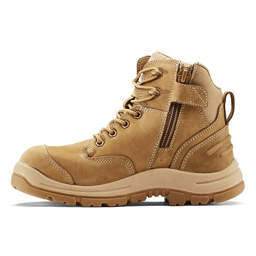 Zip Sided Lace Up Safety Boots - Wheat