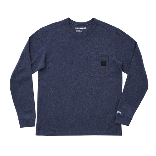 Light Blue Heather cotton long sleeve tee