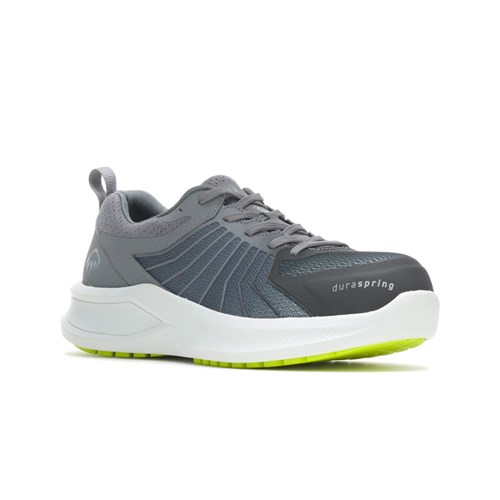 Grey athletic work shoes