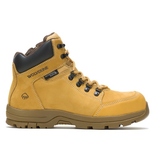 Wolverine Grayson Side Zip Waterproof Steel Toe Lace Up Safety Work Boot - Wheat