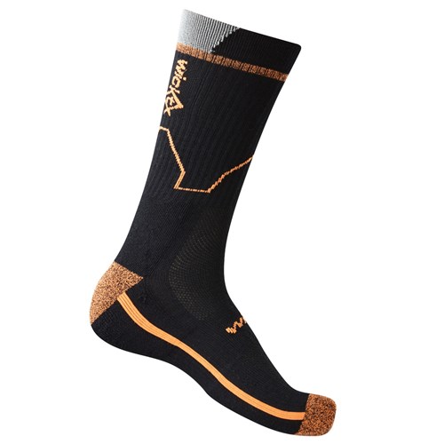 WickTX COOLMAX® Mid Length Reflective Work Socks - Black / Hi Vis Orange