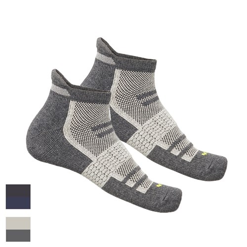 WickTX Moisture Wicking Ankle Socks  - 2 Packs ( Coal Marle/Light Grey)