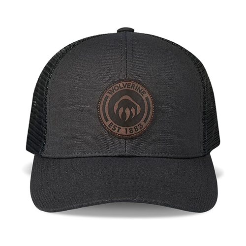 Leather Patch Trucker Cap - Black