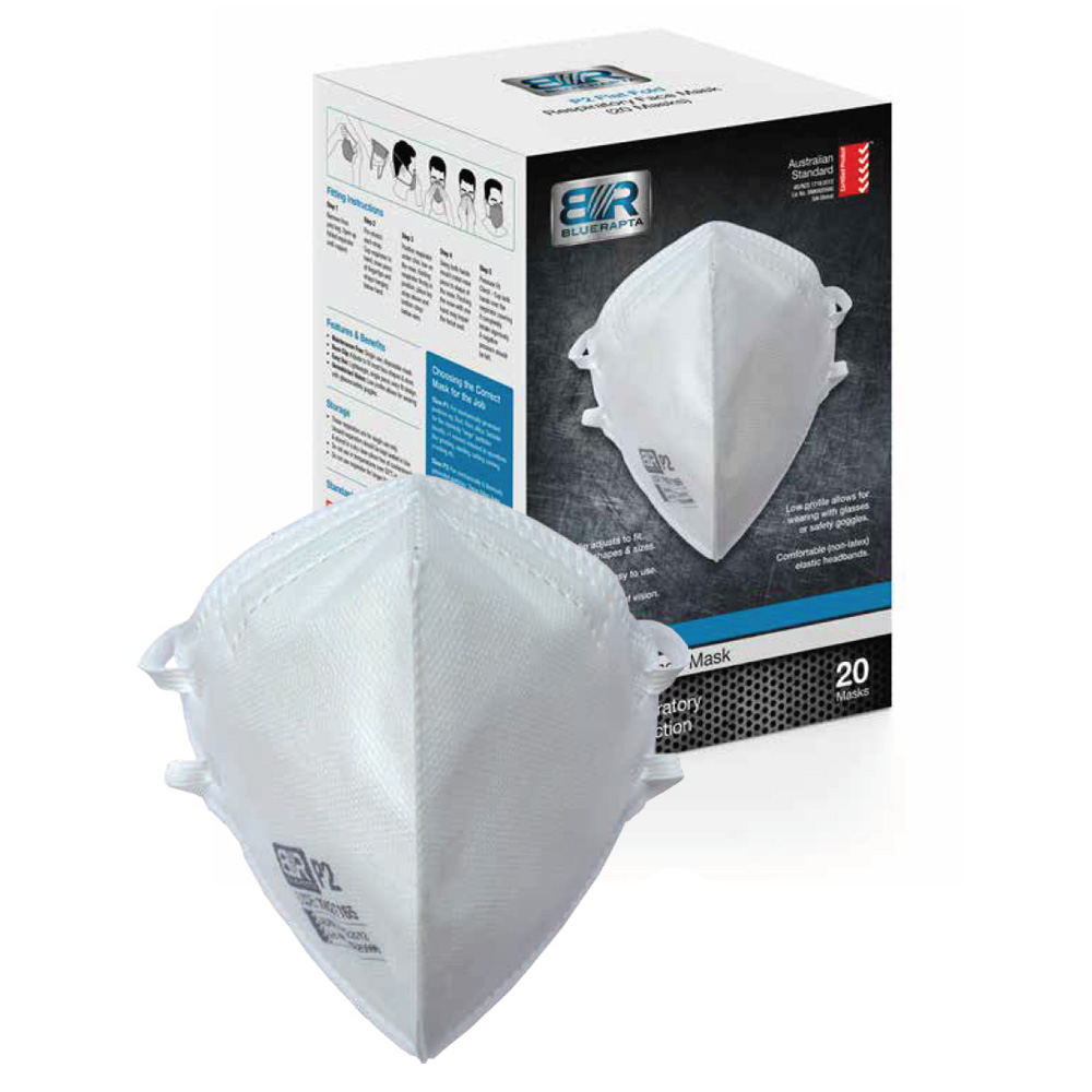Blue Rapta Red Blue Rapta Disposable P2 Flat Fold Mask (Bx 20) 20027165