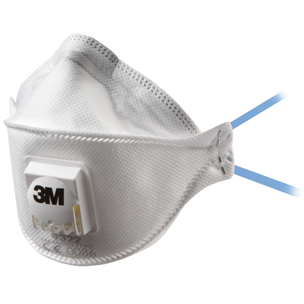 3M Australia 9322A+ Respirator Disposable P2 Flat Fold Box 10 Valved