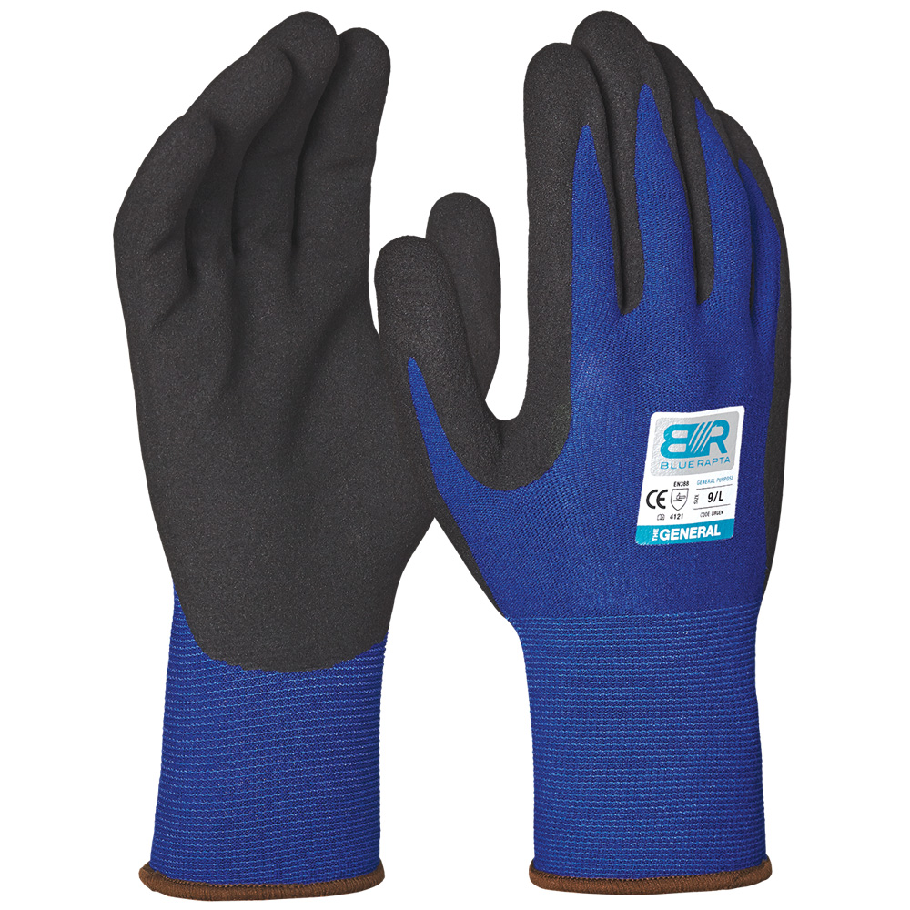 Blue Rapta Red Blue Rapta 'THE GENERAL' General Purpose Nitrile Foam Palm Gloves BRGEN