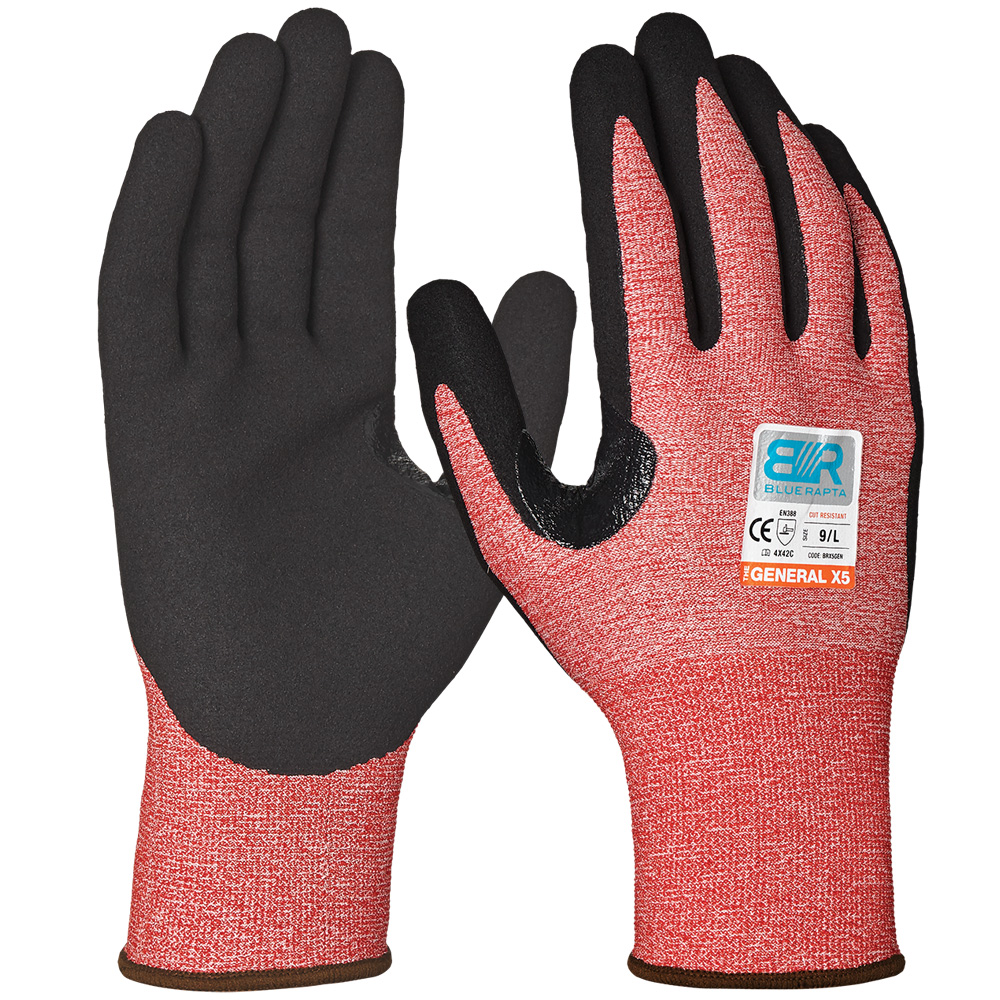 Blue Rapta Blue Rapta 'The General X5' Cut Resistant Nitrile Foam Palm Gloves BRX5GEN
