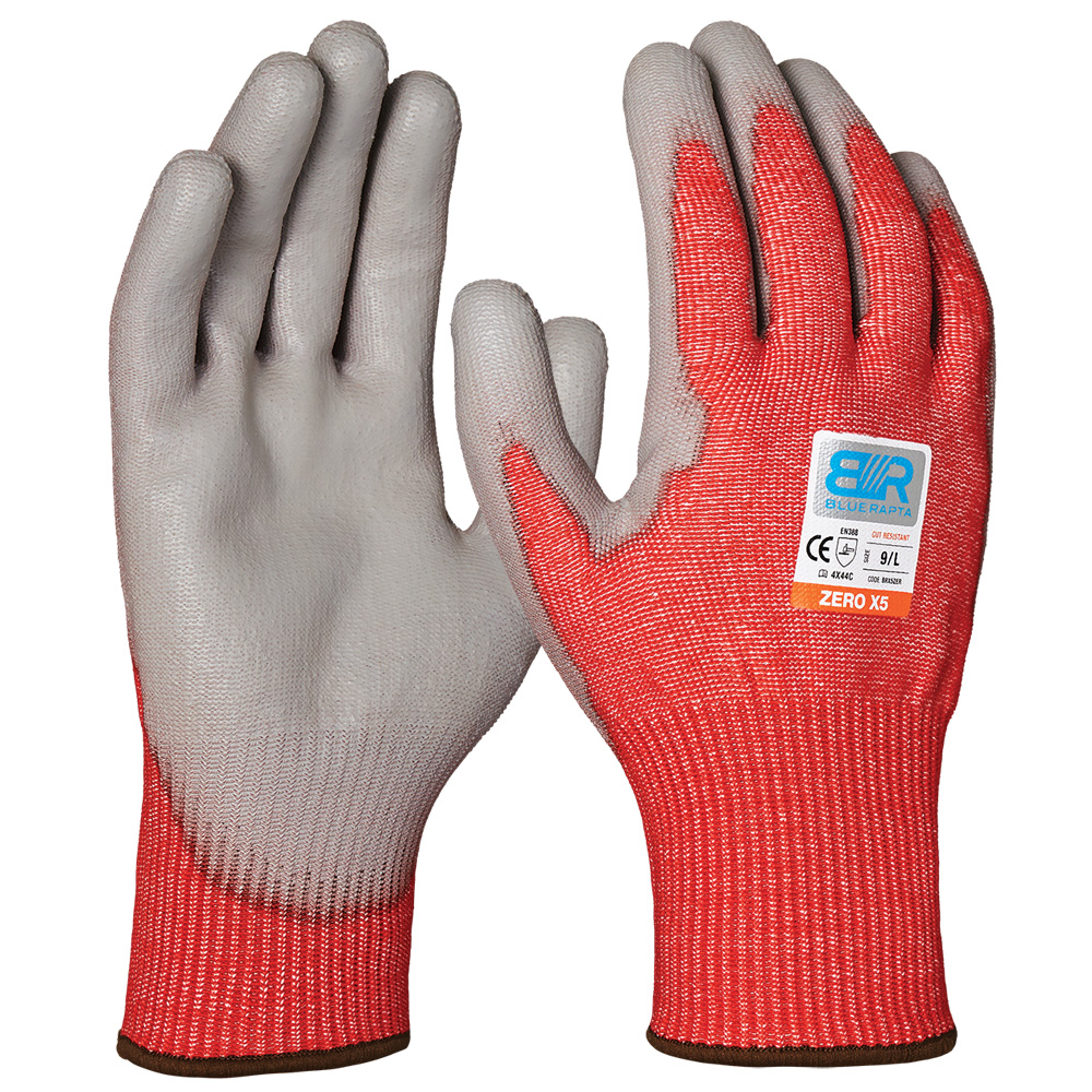 Blue Rapta 'ZERO X5' Cut Resistant PU Palm Coated Gloves