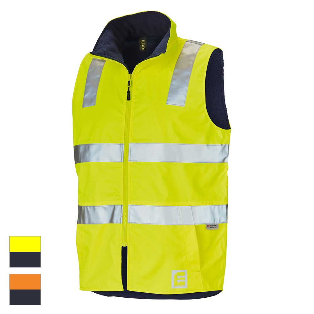 ELEVEN Workwear Day/Night Hi-Vis 'Hoop' Taped Reversible Vest