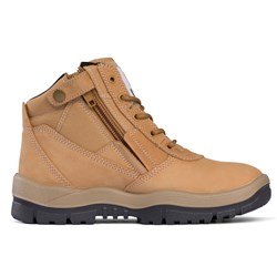 MONGREL 'P' Series Side Zip Lace Up Work Safety Boots -Wheat