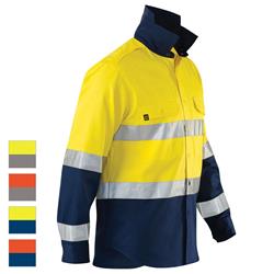 ELEVEN Workwear AeroCOOL Spliced Hi-Vis Bio-Motion 3M™ Taped Cotton Drill Shirt
