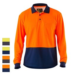ELEVEN Workwear Spliced Cotton Back Hi-Vis L/S Polo Shirt