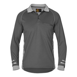 ELEVEN Workwear AEROCOOL L/S Polo Shirt - Mid Charcoal Silver Grey